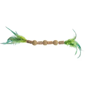 Matatabi-Kette mit Katzenminzenbällchen und Federn, 38 cm